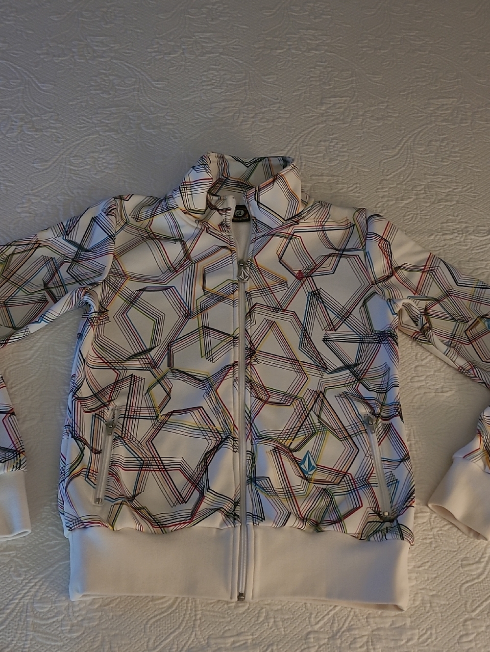 Genuine Volcom Y2K Full Zip Mock Neck Jacket, 100% Polyester, 2 Zippered Pockets